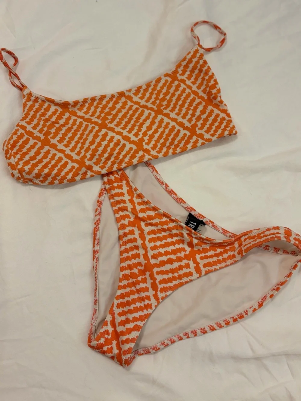 triangl swimwear Orange & White Printed Bikini Set